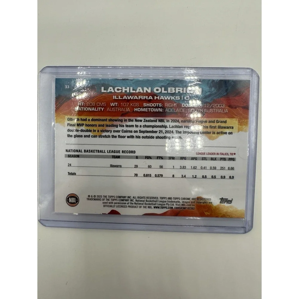 2024-25 Topps Chrome NBL Lachlan Olbrich Black Refractor 02/10 #33 SSP